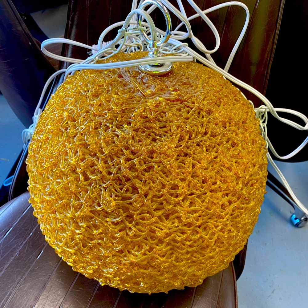Vintage hanging yellow swag lamp